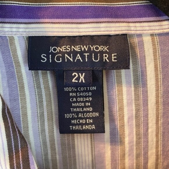 Jones New York  Shirt 2X Purple Stripes - Picture 6 of 12